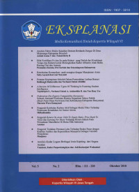Jurnal EKSPLANASI Vol.5, No.2