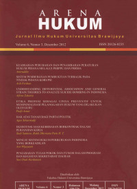 Jurnal ARENA HUKUM : Jurnal Ilmu Hukum Universitas Brawijaya Vol.6 No.3