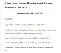 A Rare Case of Immune Thrombocytopenic Purpura Secondary to COVID-19Short running title: ITP with COVID-19