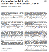 Caution about early intubation and mechanical ventilation in COVID-19