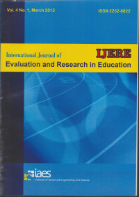 IJERE : International Journal of Evaluation and Research in Education Vol. 4, No. 1, March 2015