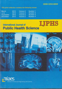 IJPHS : International Journal Of Public Health Science Vol. 2 No. 1-4, 2013