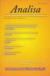 Analisa; Jurnal Pengkajian Masalah Sosial Keagamaan Vol.18 No.01
