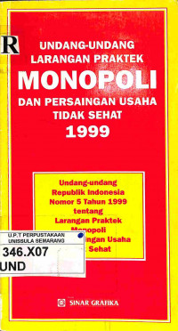 Undang-Undang Larangan Praktek Monopoli Dan Persaingan Usaha Tidak Sehat 1999