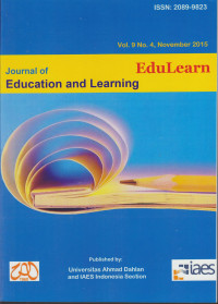EduLearn : Journal of Education and Learning Vol. 9 No. 4, Nov 2015