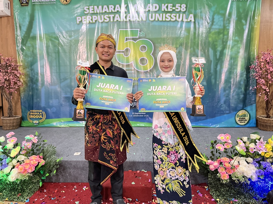 M. Thoriqul Huda dan Dzakiyatil Baroroh Terpilih sebagai Duta Baca UNISSULA 2026
